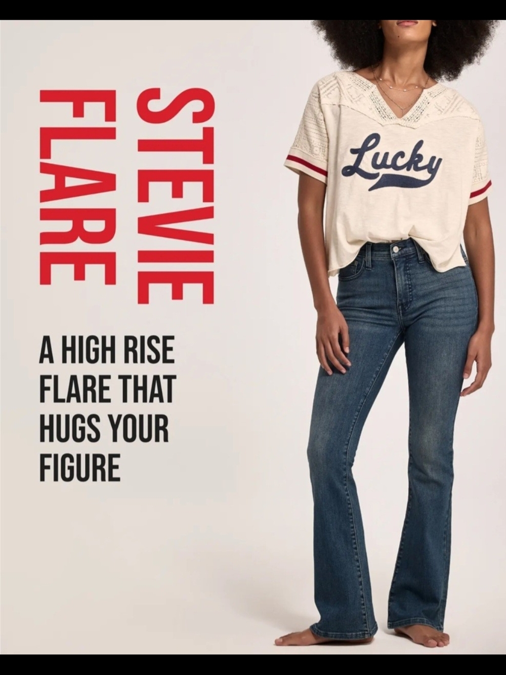 Lucky Brand Stevie High-Rise Flare Jeans in Dark Blue